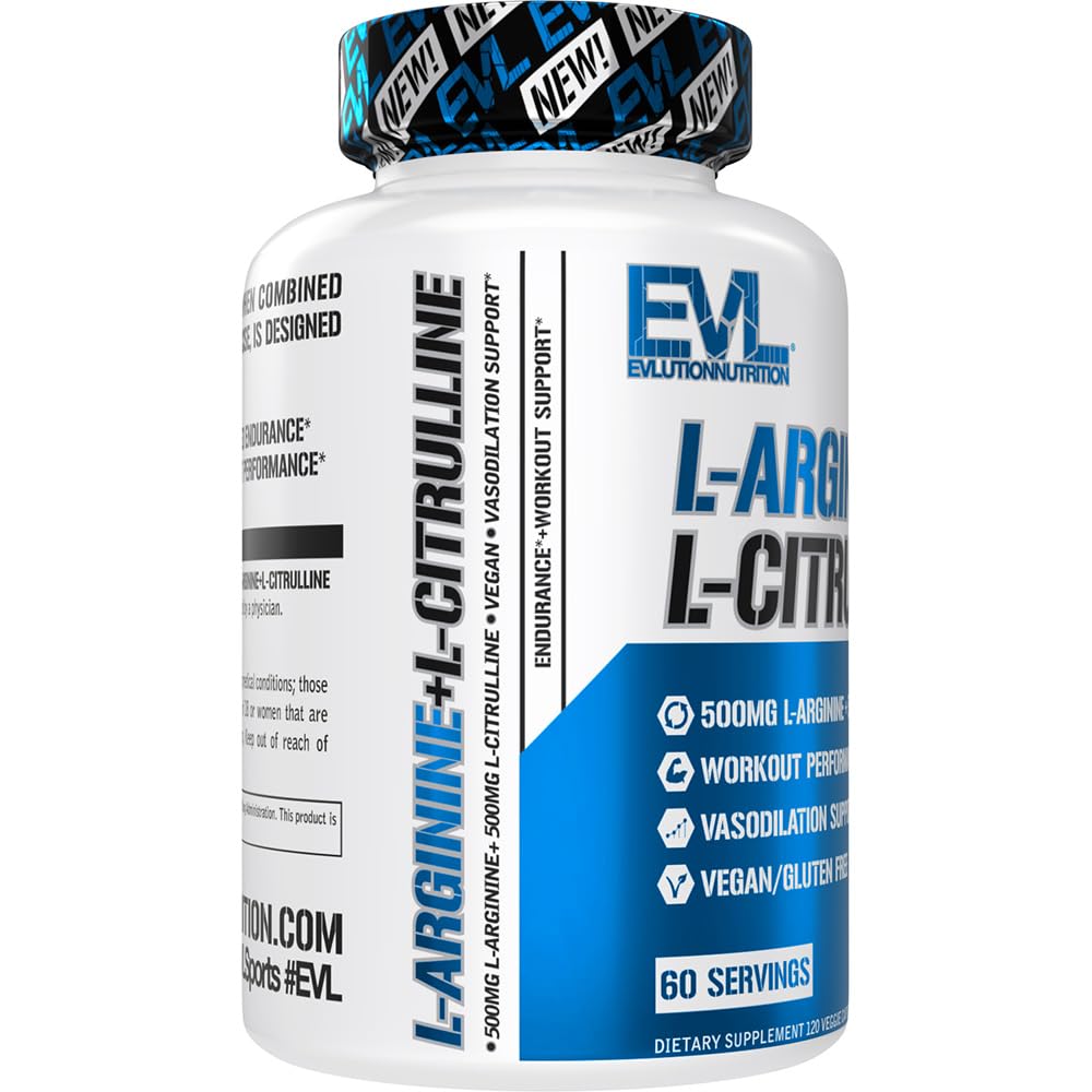 Evlution L-Arginina y L-Citrulina, fórmula limpia para entrenamiento diario.