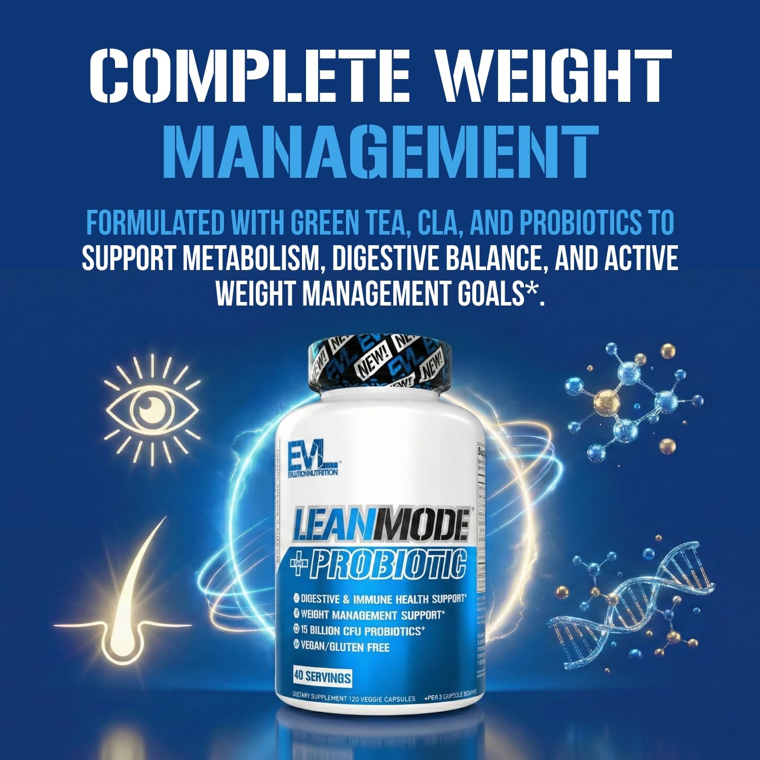 EVL LeanMode Probiotic, sin estimulantes: opción amable para cualquier momento del día.