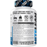 Etiqueta frontal de Evlution NiteLean muestra ingredientes clave para la noche.
