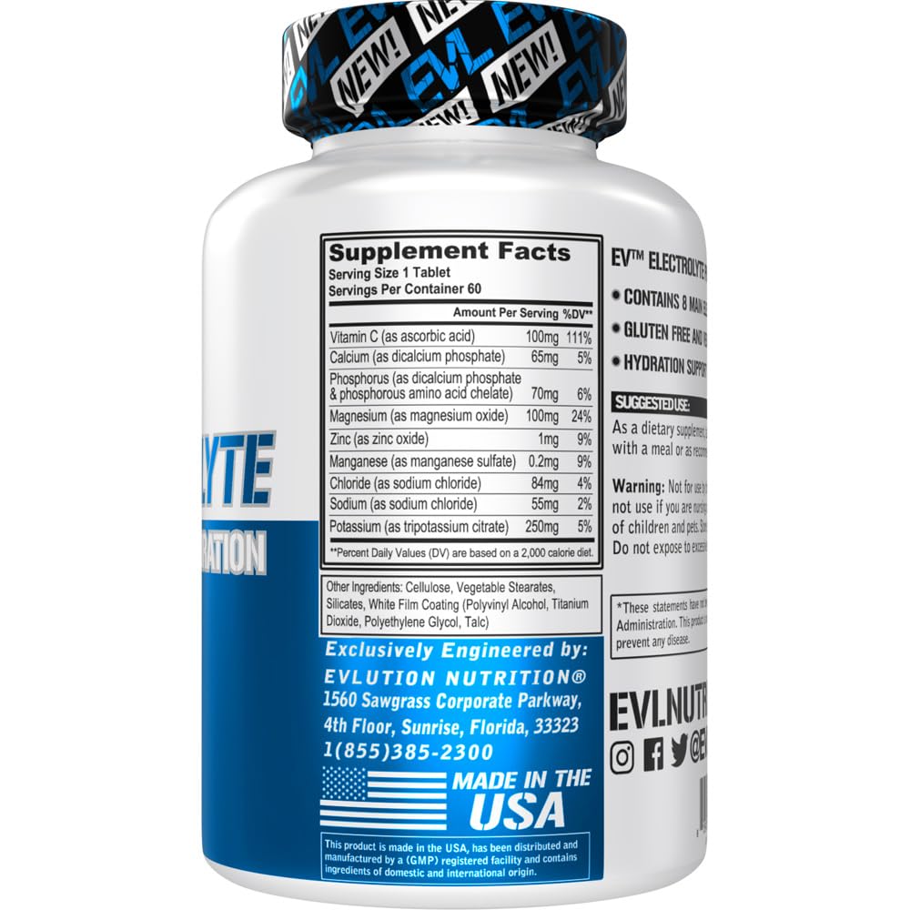 EVLution Nutrition tabletas para recuperación muscular y rehidratación después del ejercicio.