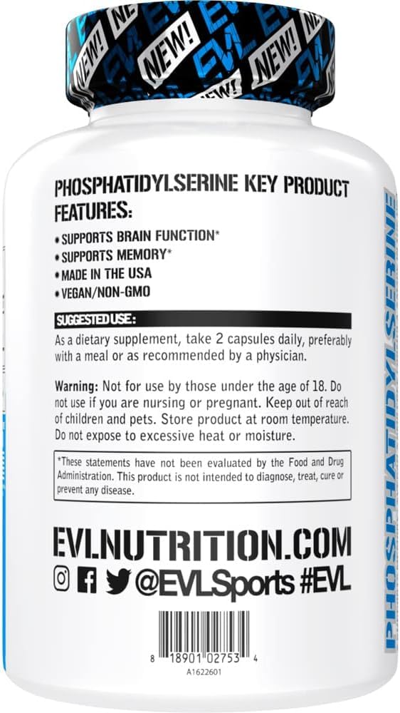 EVLUTION PhosphatidylSerine: cápsulas fáciles de tomar para uso diario.