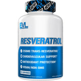 Evlution Resveratrol: bote de cápsulas de 250 mg para apoyo antioxidante diario.