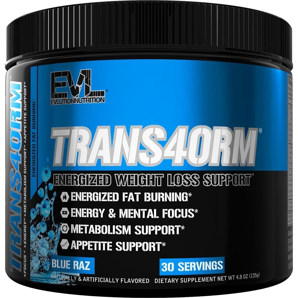 Trans4orm Evlution — botella azul con polvo para energía y enfoque