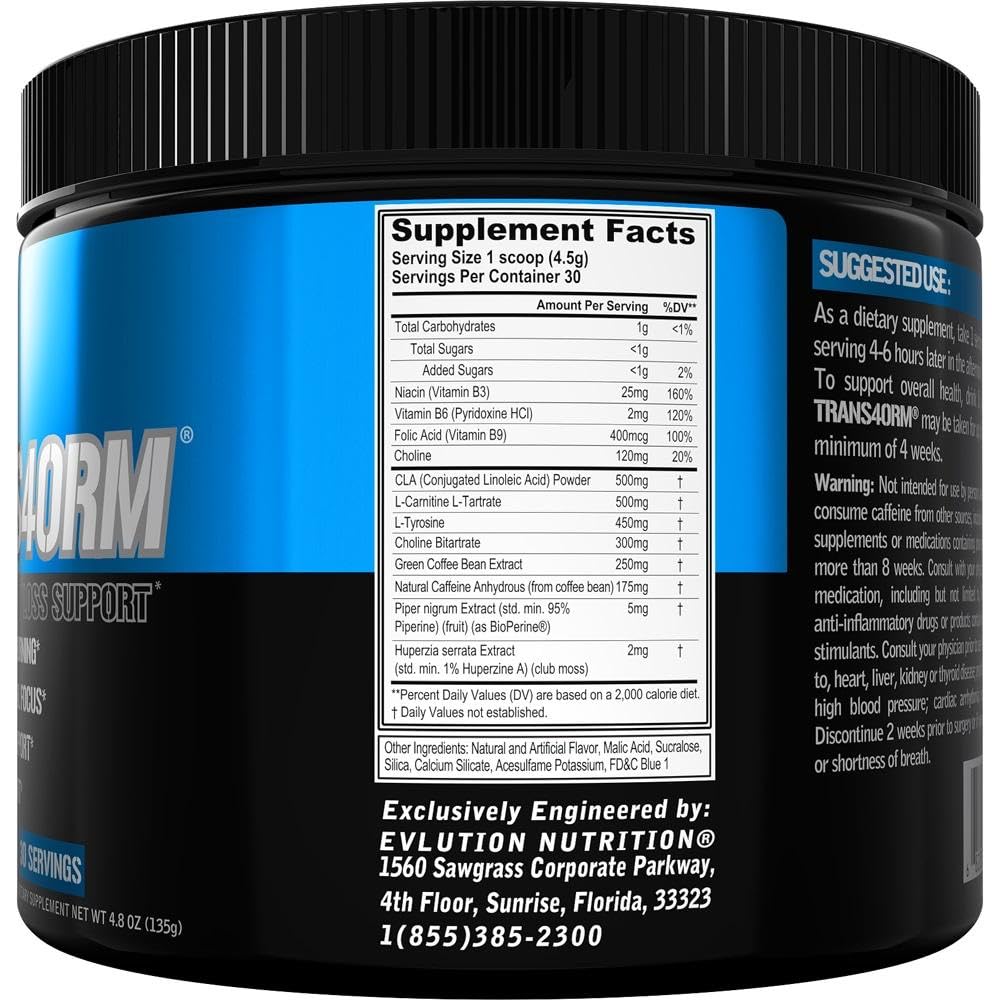 Trans4orm Evlution — pote azul de polvo para apoyo metabólico