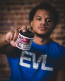 Etiqueta de Evlution Ultimate Electrolytes con sabor frambuesa clara