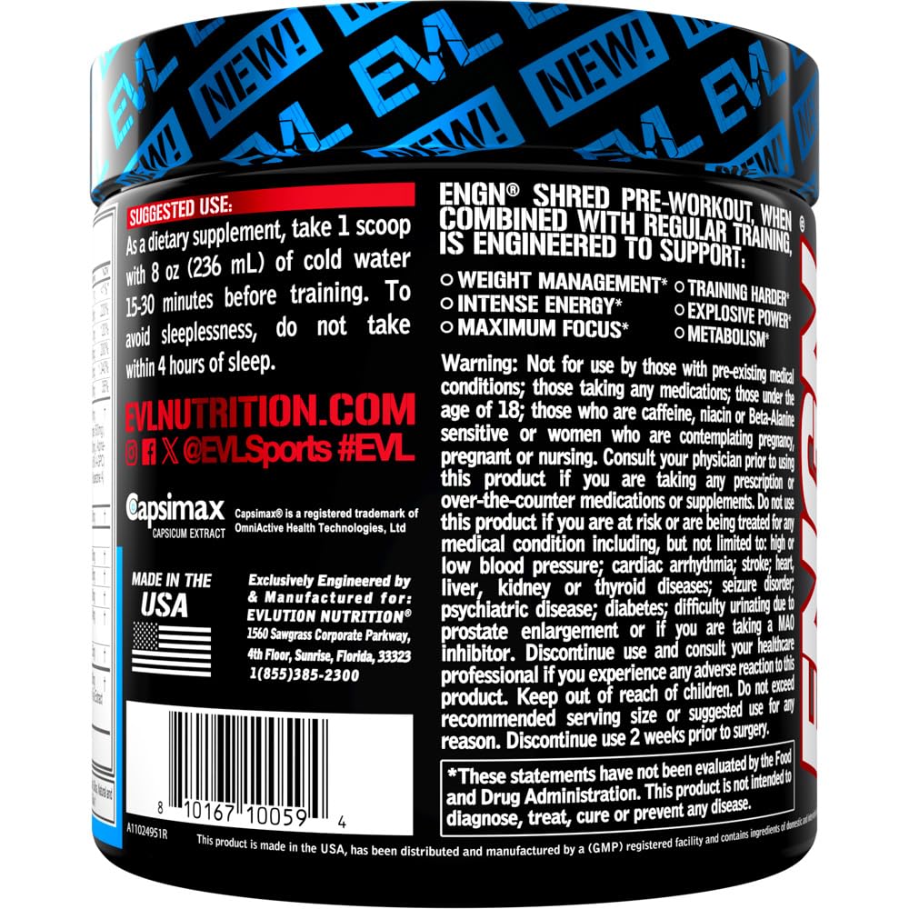 Polvo energizante EVL Ultimate Pre Workout de alta concentración para sesiones intensas