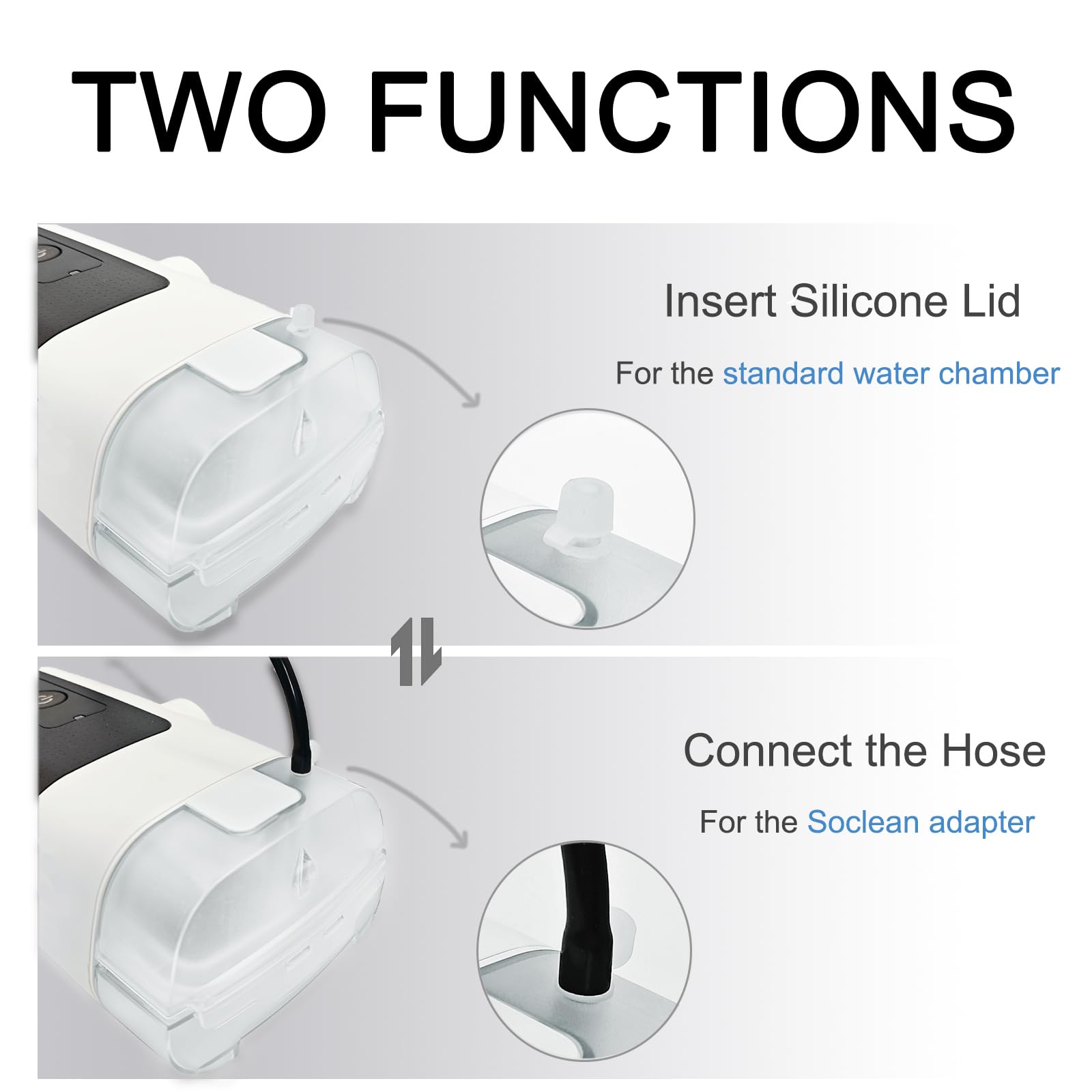 EvoClean cámara de agua para ResMed AirSense 11, diseño compacto y funcional.