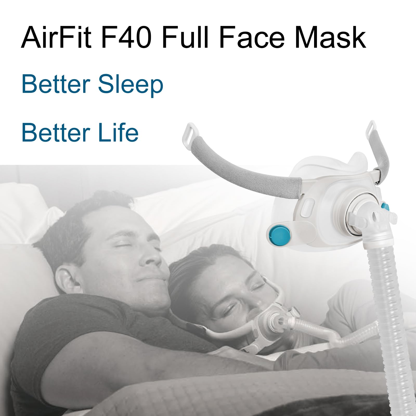 Evoclean AirFit F40, codo de rotación dual que se adapta al dormir.