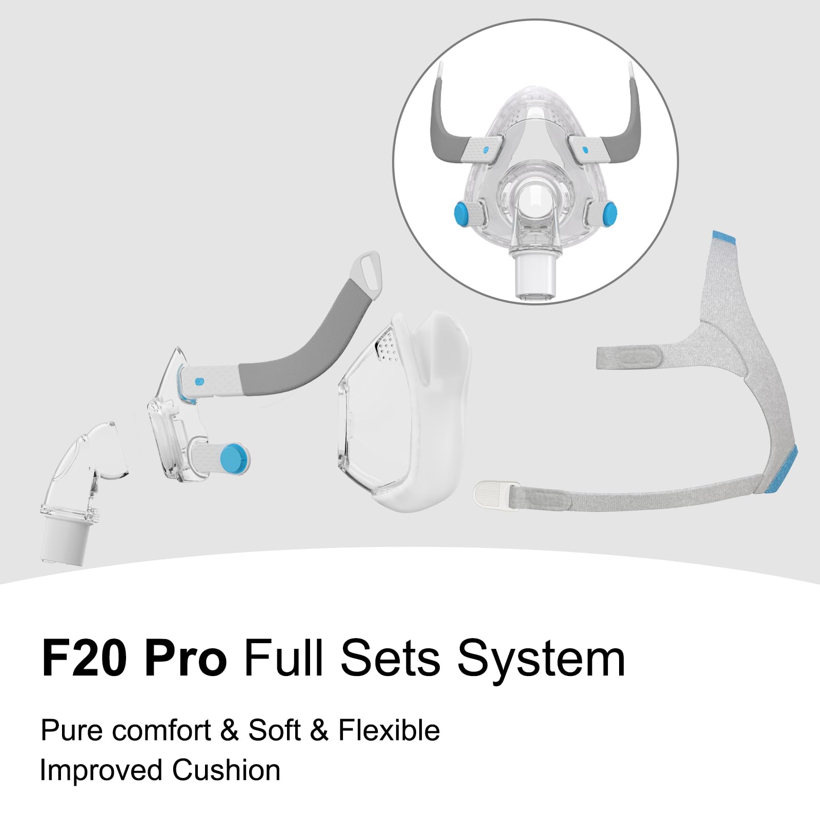 Evoclean almohadilla silicona f20 pro, acolchada y suave para mayor confort facial.
