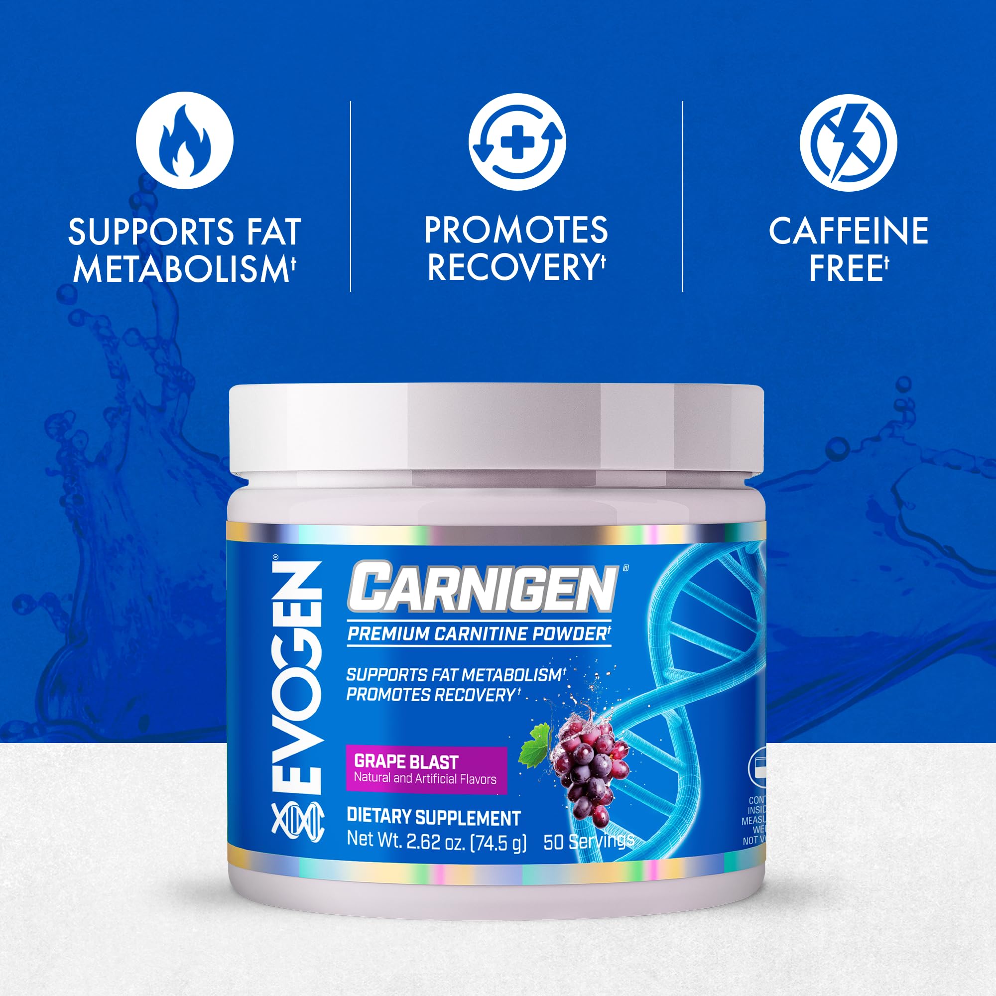 Evogen Carnigen, bote de 50 porciones, conveniente para uso diario