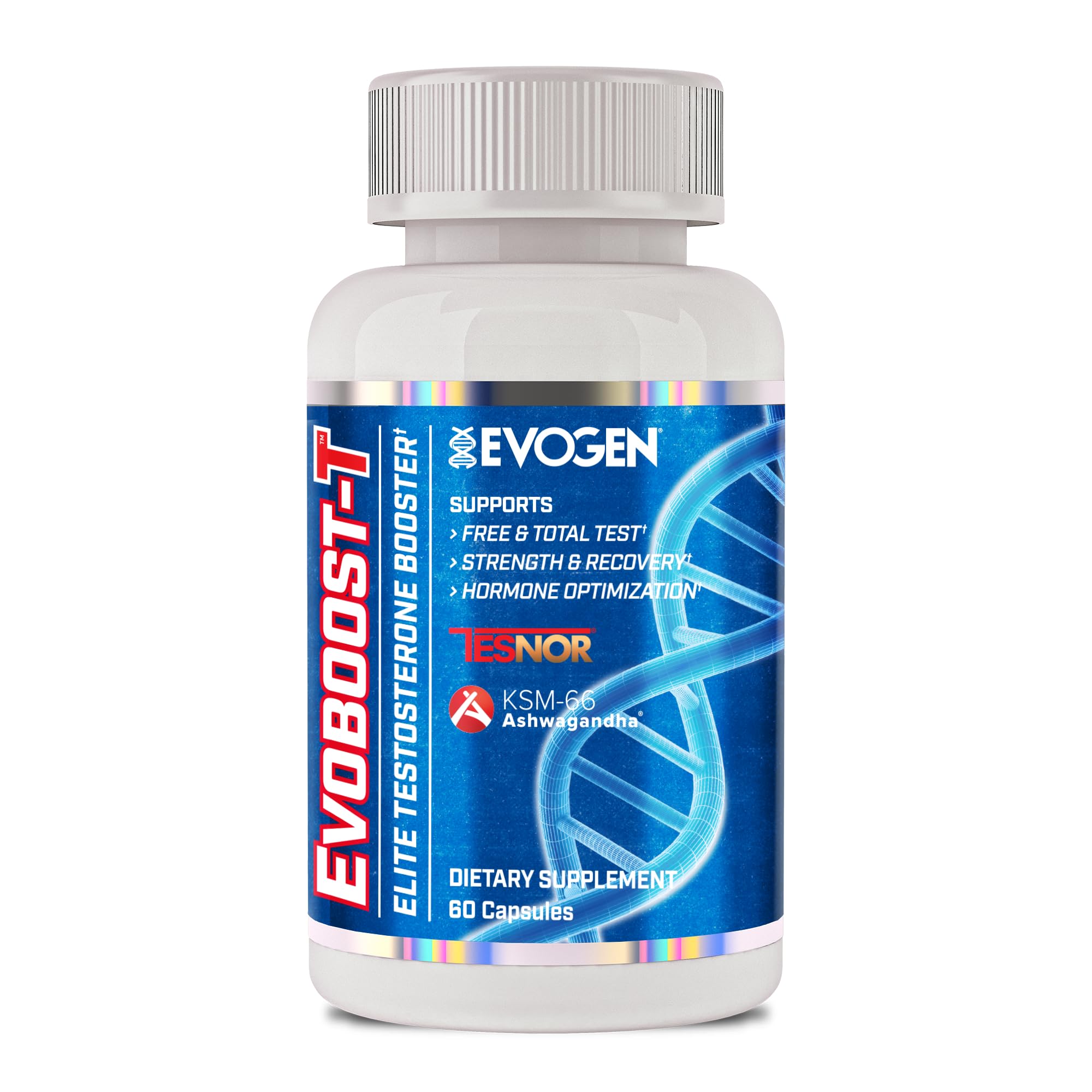 Evogen Evoboost-T, envase con cápsulas en primer plano para energía diaria.