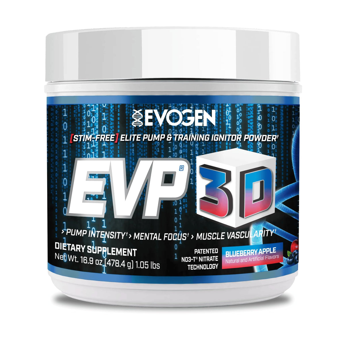 Evogen EVP 3D, botella vertido: mejora la vascularidad para entrenamientos intensos.