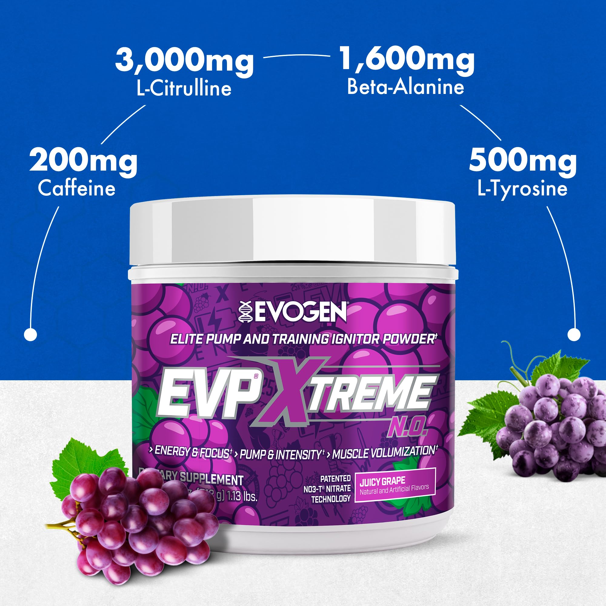 Evogen EVP Xtreme NO, cafeína natural para energía sostenida sin bajón.
