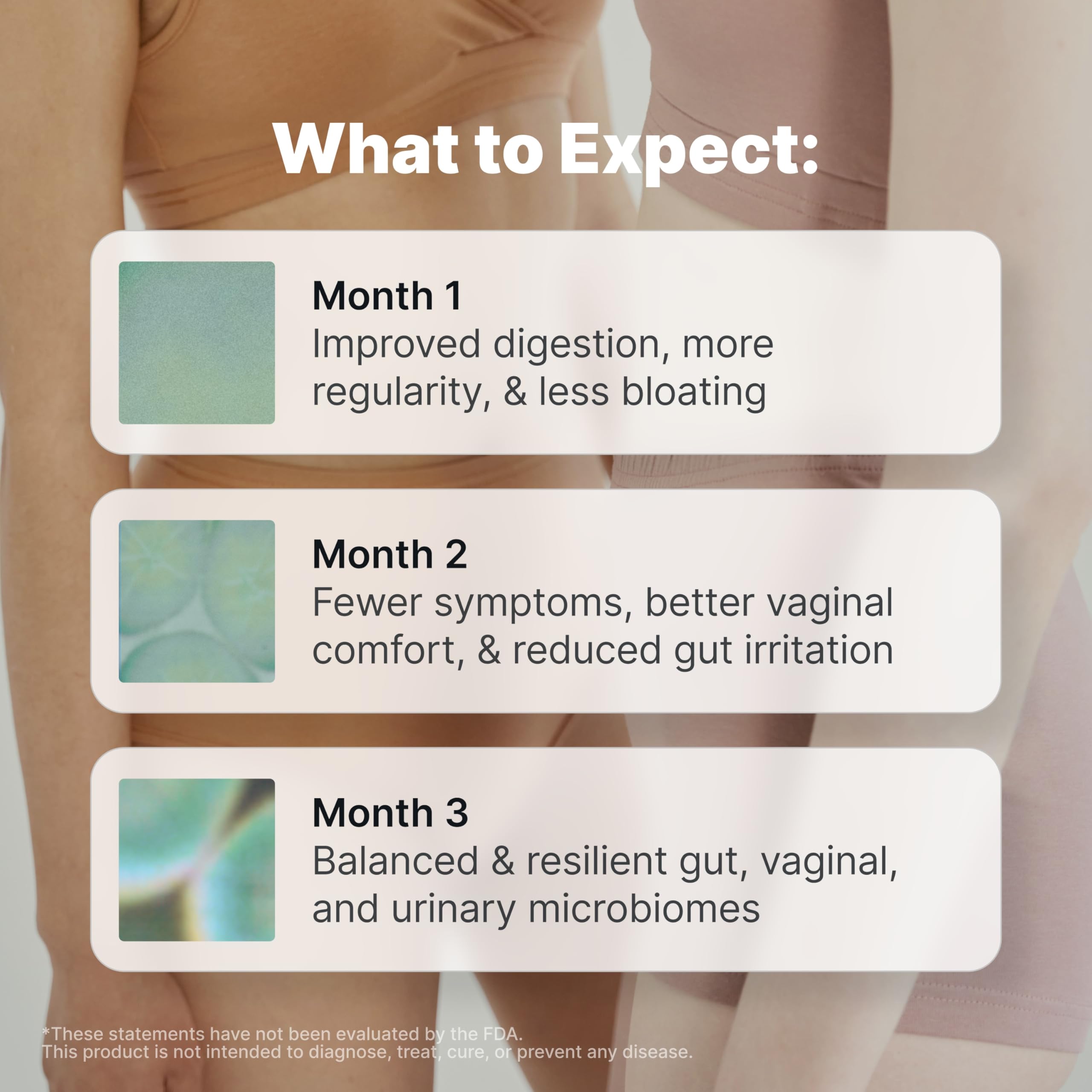 Evvy probióticos para mujer, etiquetas claras con información útil