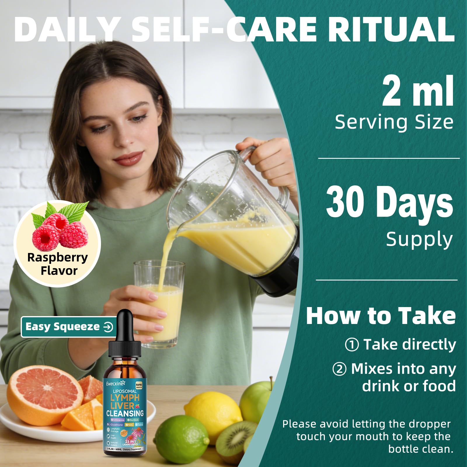 Uso diario de Ewecxine en agua para sabor agradable