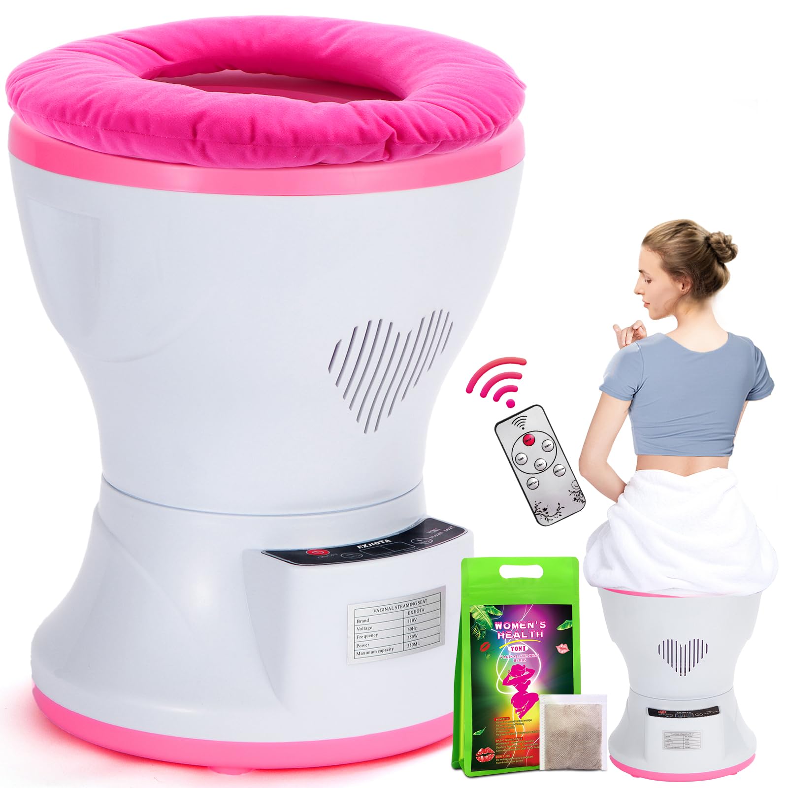 Asiento Yoni inteligente de EXJIOTA con cojin para sesiones de vapor cómodas.