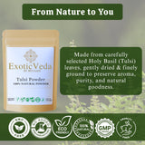 Mascarilla facial con Tulsi Exotic Veda para cuidado suave.