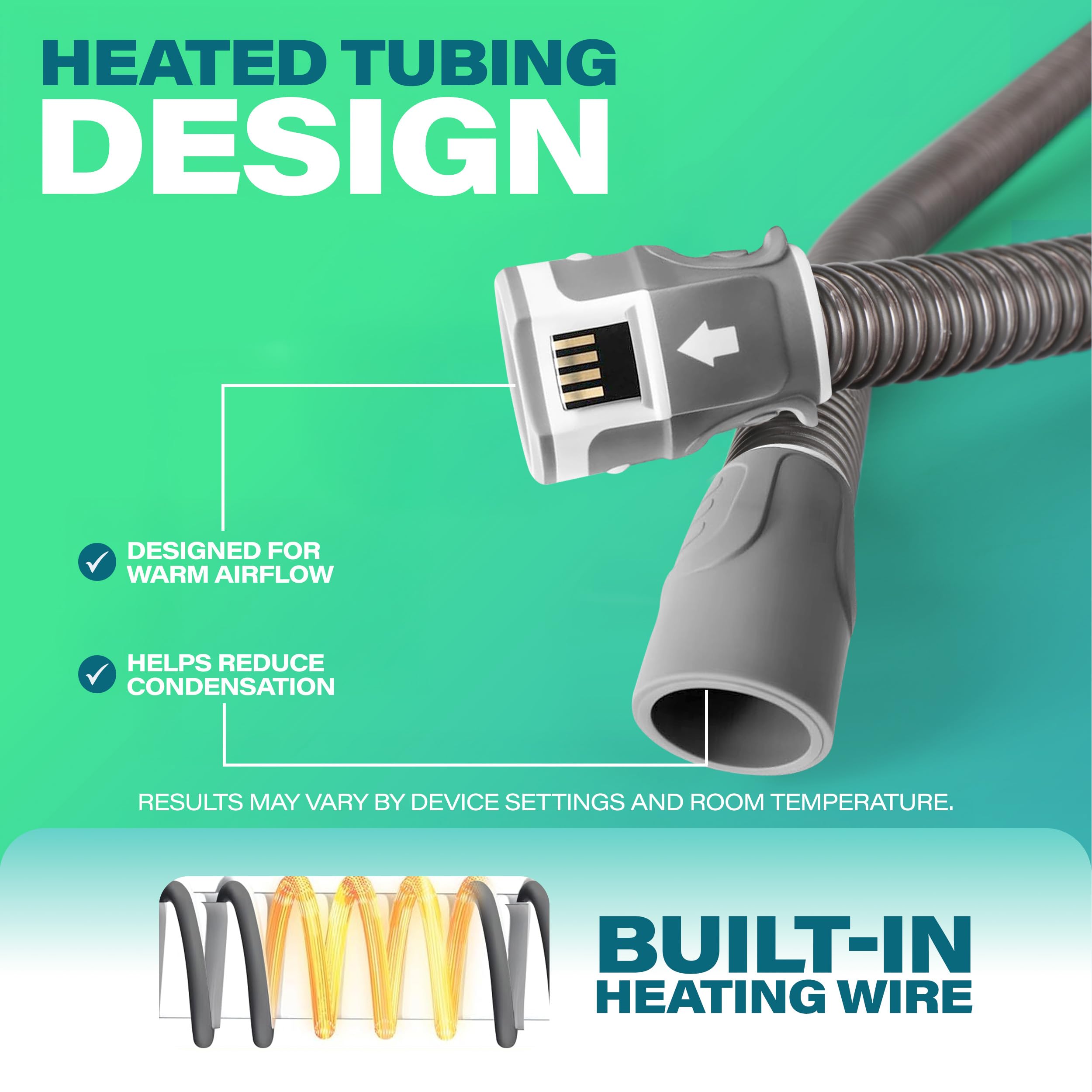 Expanza AirSense 11: tubo calefactable que favorece flujo cálido y reduce condensación.