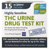 Exploro prueba THC en orina: paquete de 15 tiras para casa