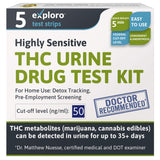 Exploro kit de prueba THC 5 unidades: empaque compacto para pruebas en casa.