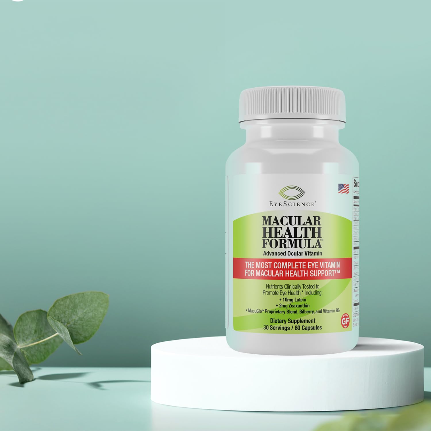 EyeScience Macular Health Formula: empaque en caja, presentación clara