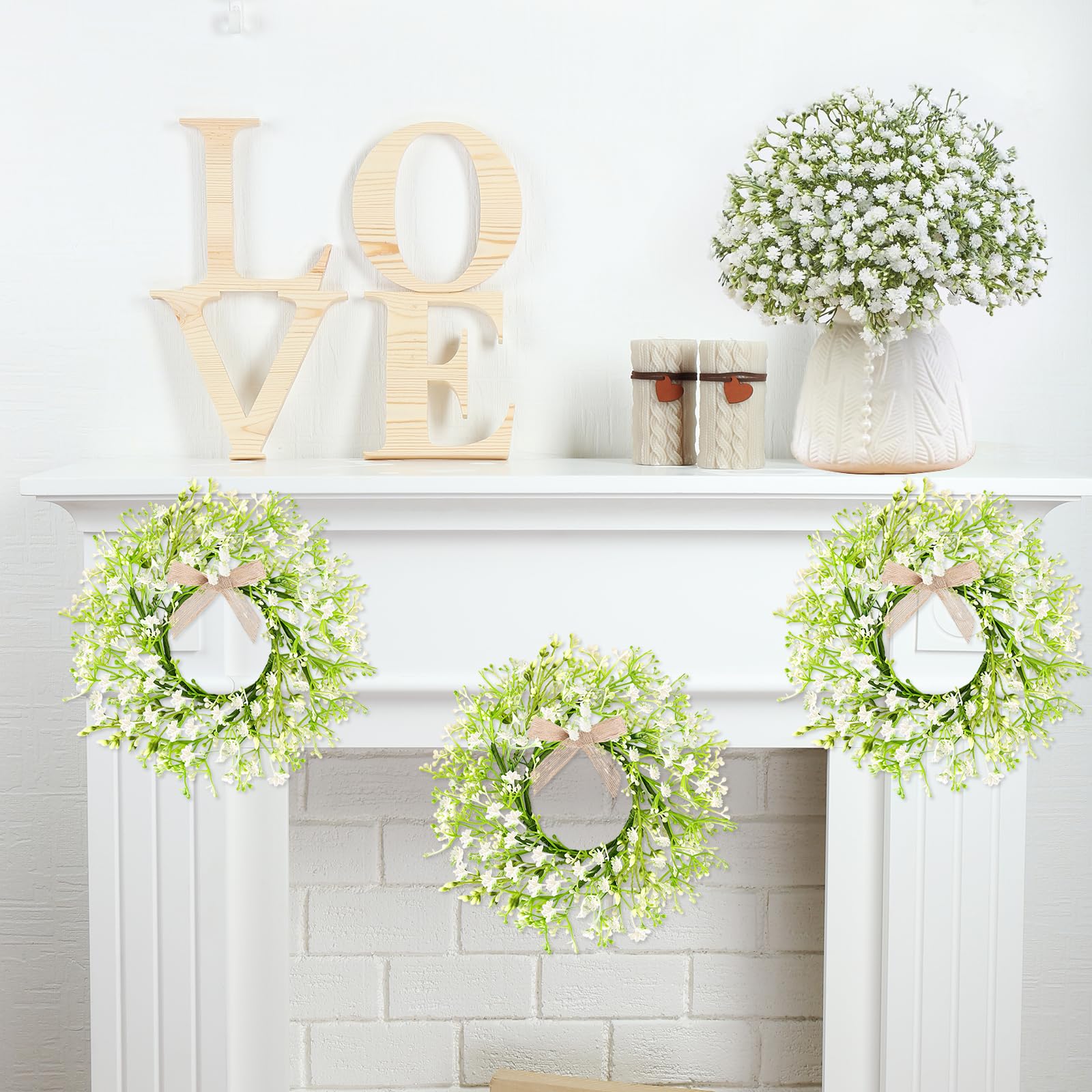 EYNDYN corona mini bebe aliento gypsophila instalación rápida y festiva