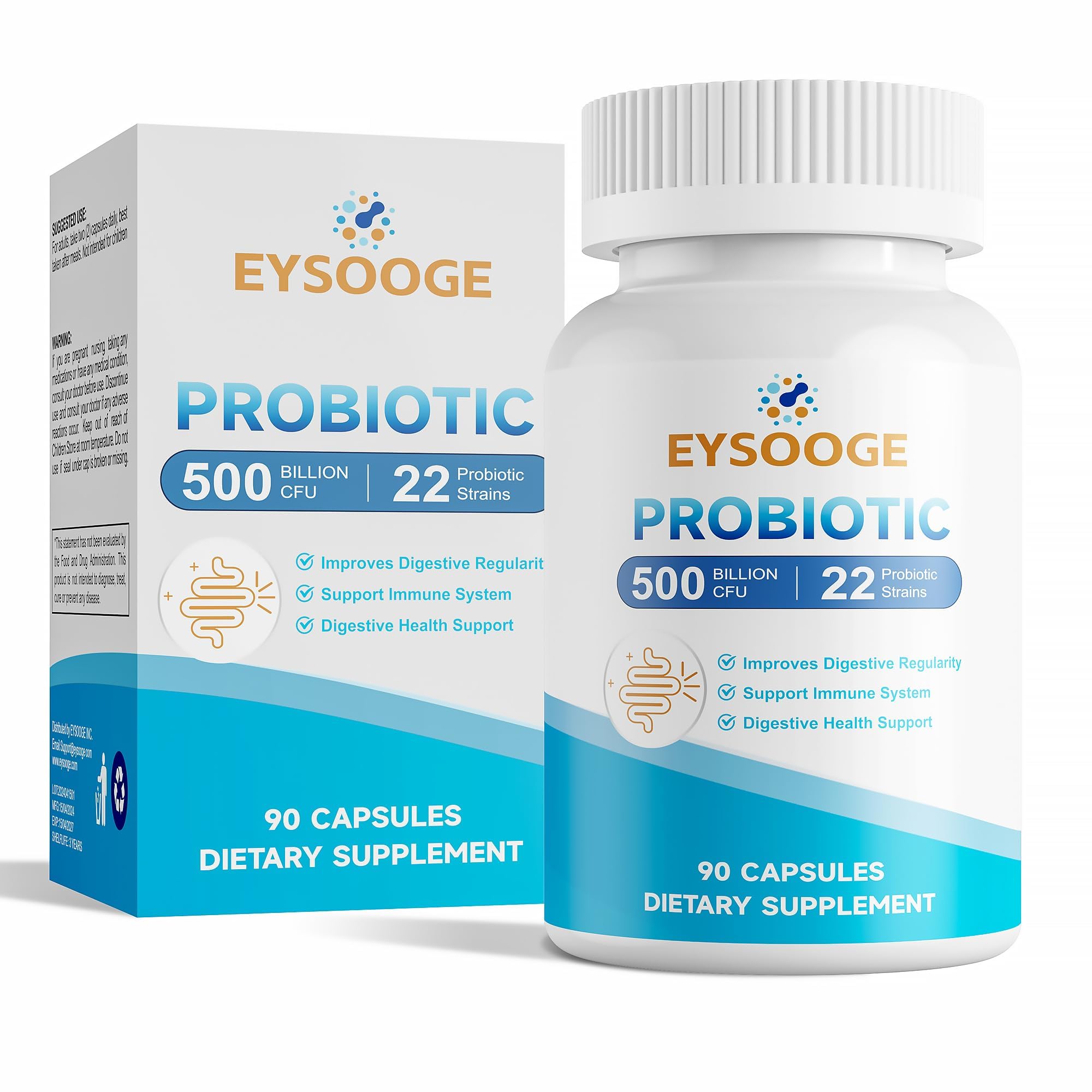 Probióticos EYSOOGE: cápsula con 22 cepas para equilibrio digestivo