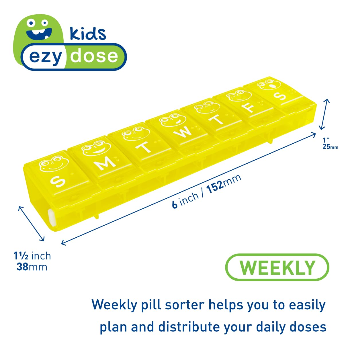 EZY DOSE para niños semanal: compartimento con candado para evitar derrames accidentales.