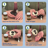 ez-dose acceso rápido para tomar suplementos en casa o trabajo.