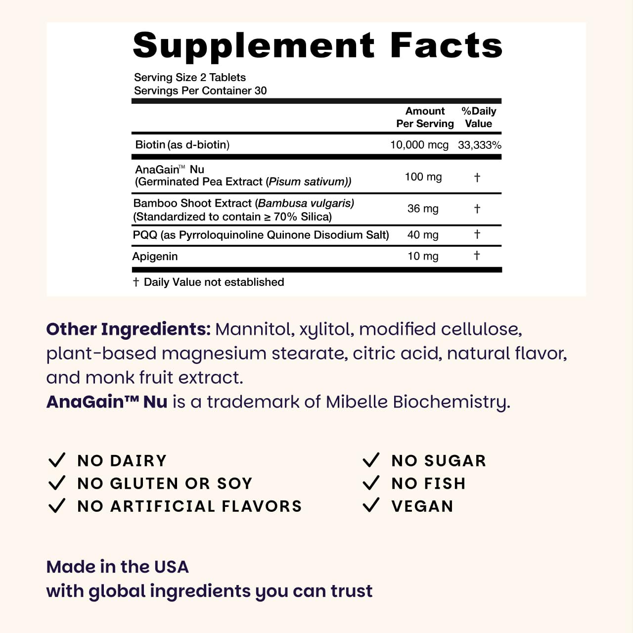 EZ Melts Biotina: fortalecimiento del cabello y crecimiento.