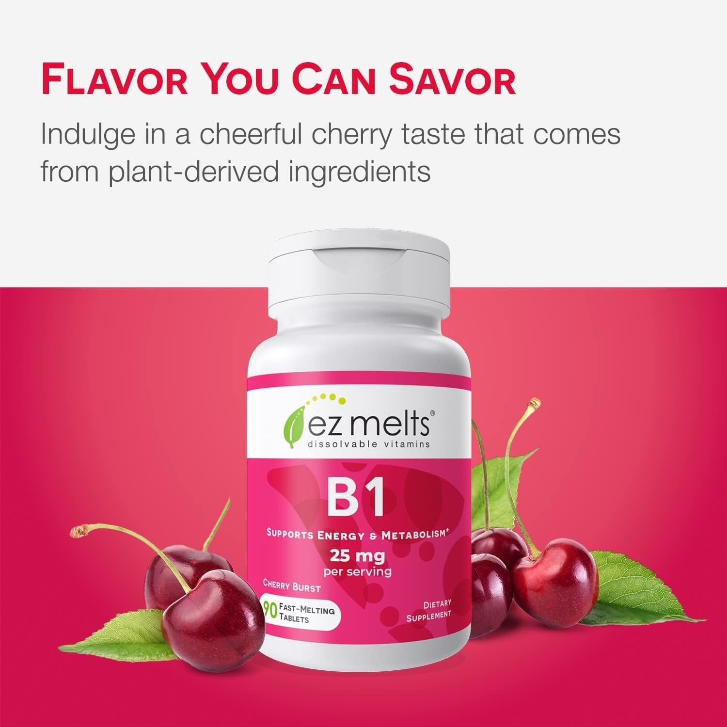EZ Melts B1 25 mg, sin azúcar ni ingredientes de origen animal