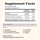 EZ Melts Calcio Magnesio, etiqueta frontal destacando formato vegano y no GMO