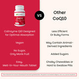 EZ Melts CoQ10: etiqueta vegana y libre de OGM para un estilo de vida consciente.