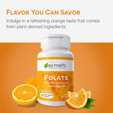 EZ Melts Folato, L-5-MTHF biodisponible para mejor absorción.