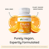 EZ Melts forma bio disponible, folato metilado para mayor absorción.