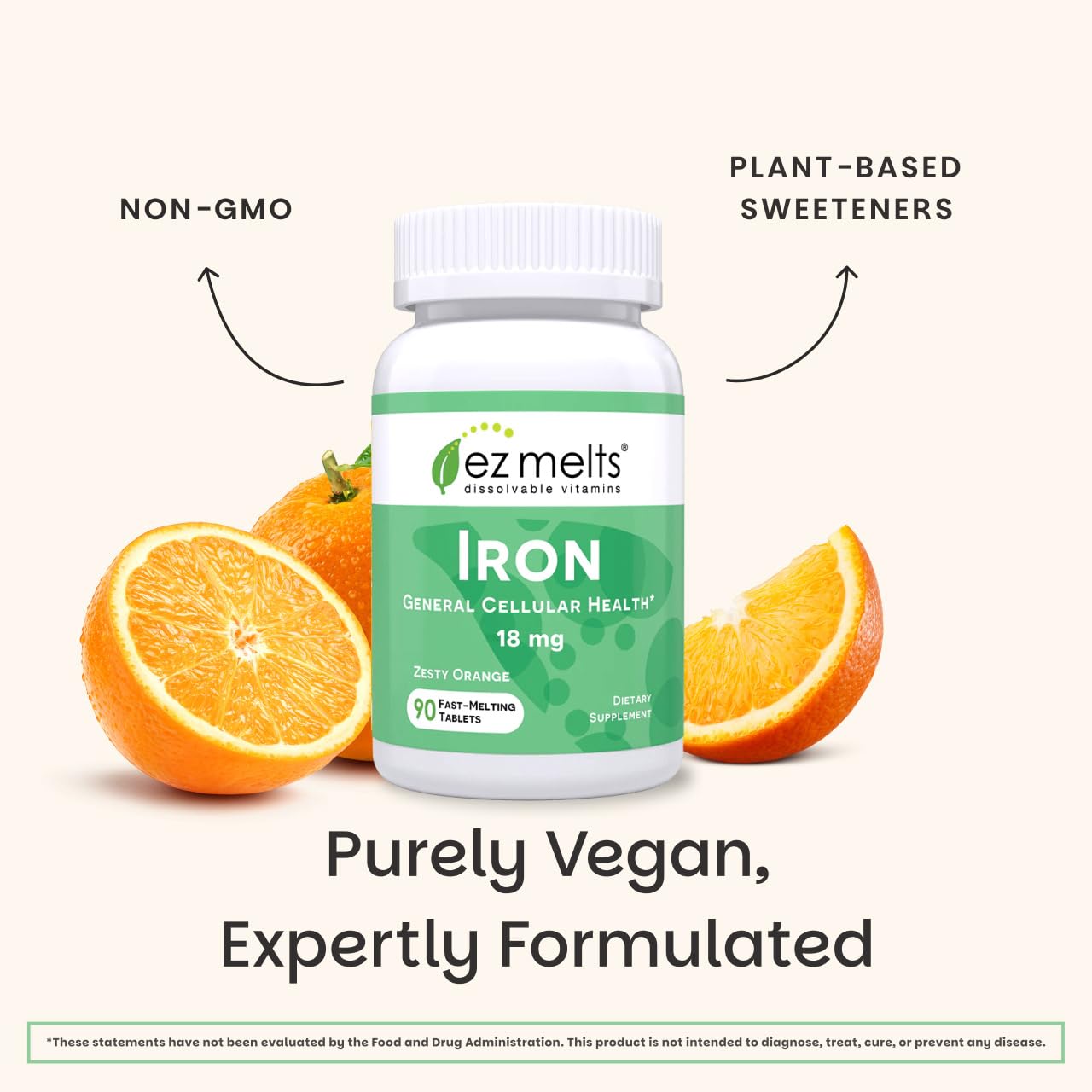 EZ Melts Hierro: suplemento vegano sin OMG