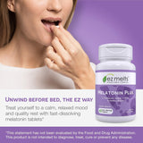 EZ Melts Melatonin Plus envase de 120 dosis para uso nocturno práctico