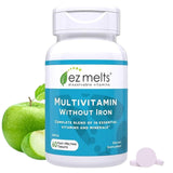 EZ Melts Multivitamin sin hierro, tabletas disolubles para uso diario.