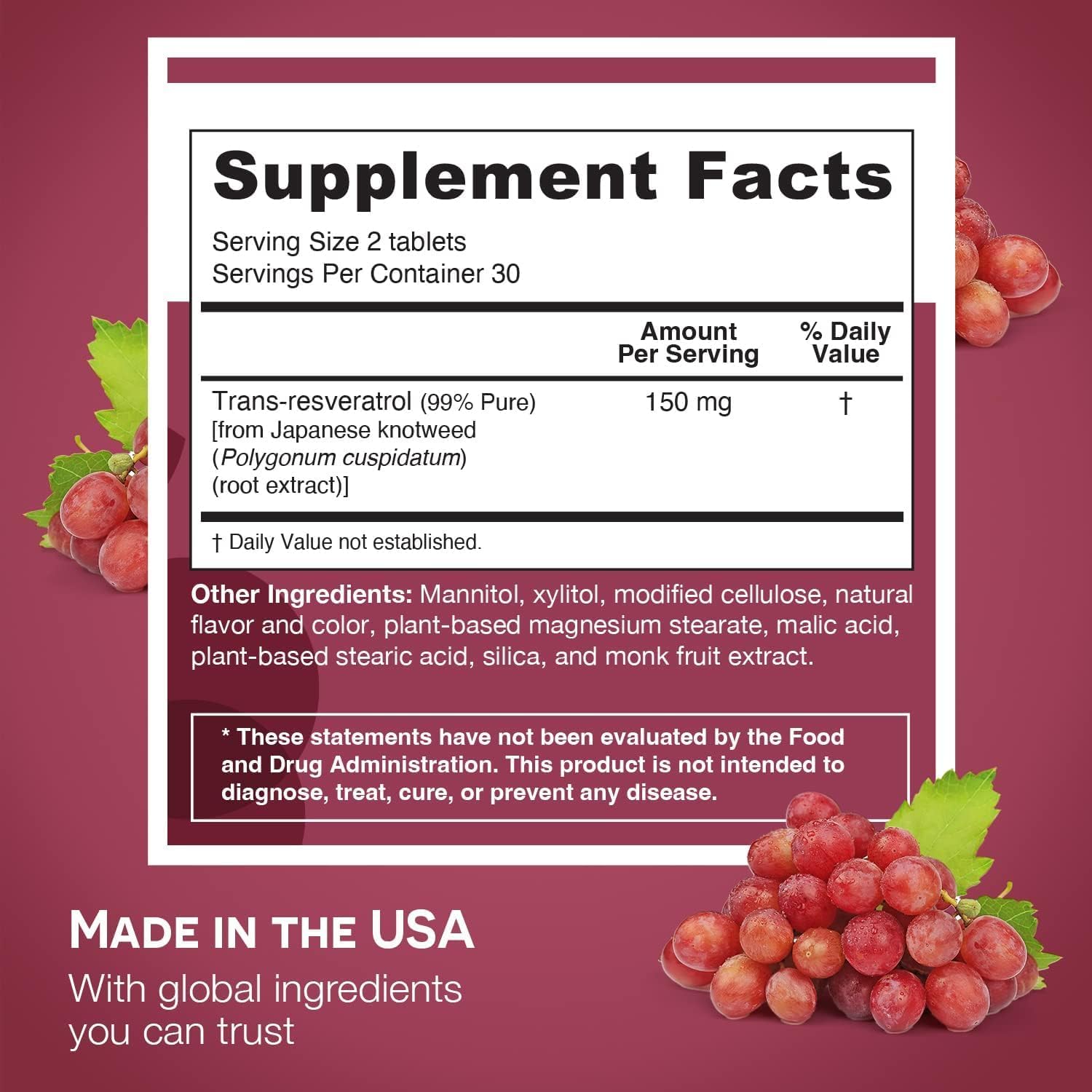 EZ Melts resveratrol sabor uva roja, disfrute diario sin azúcar.