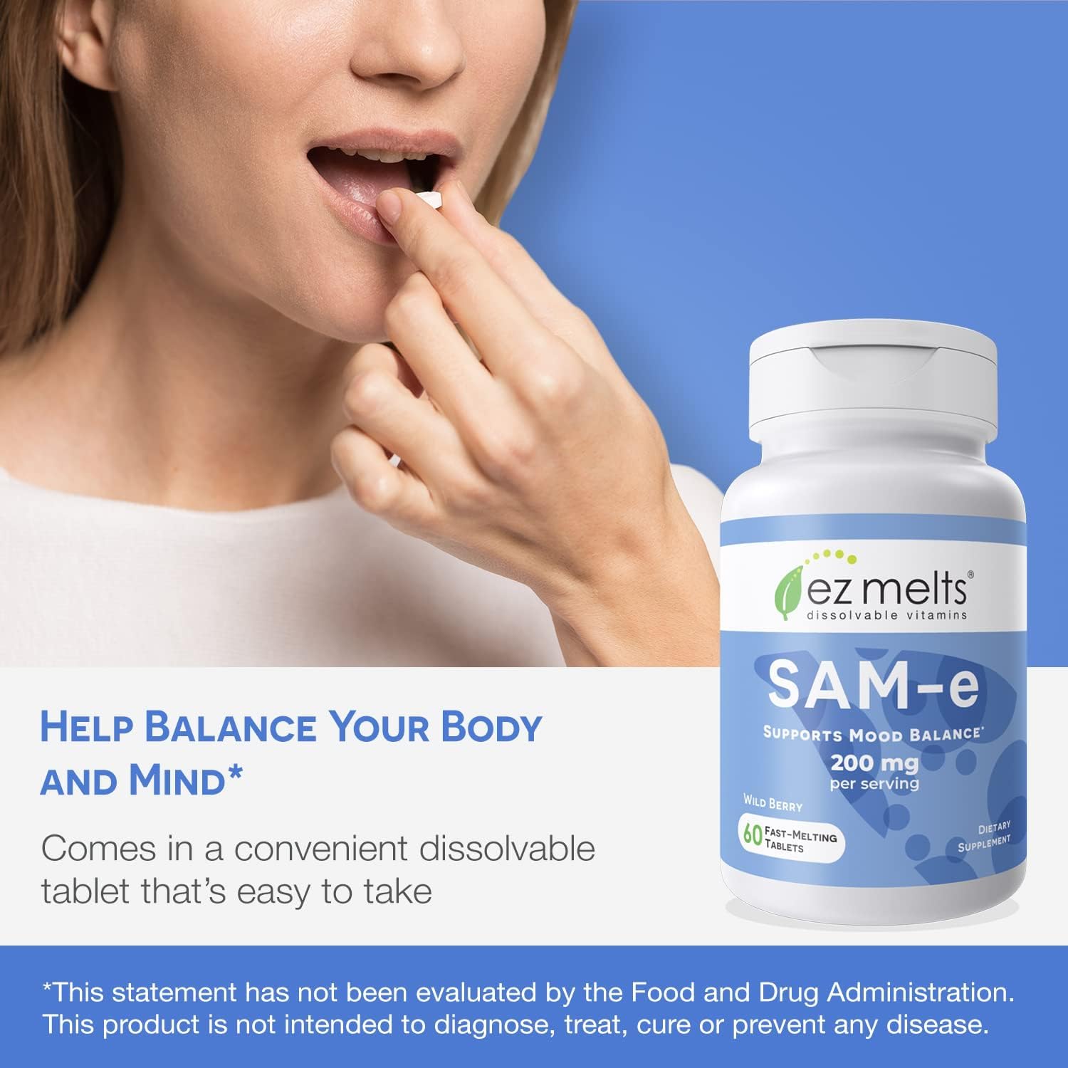 EZ Melts SAM-e envase dos-pack ofrece conveniencia para tu rutina.