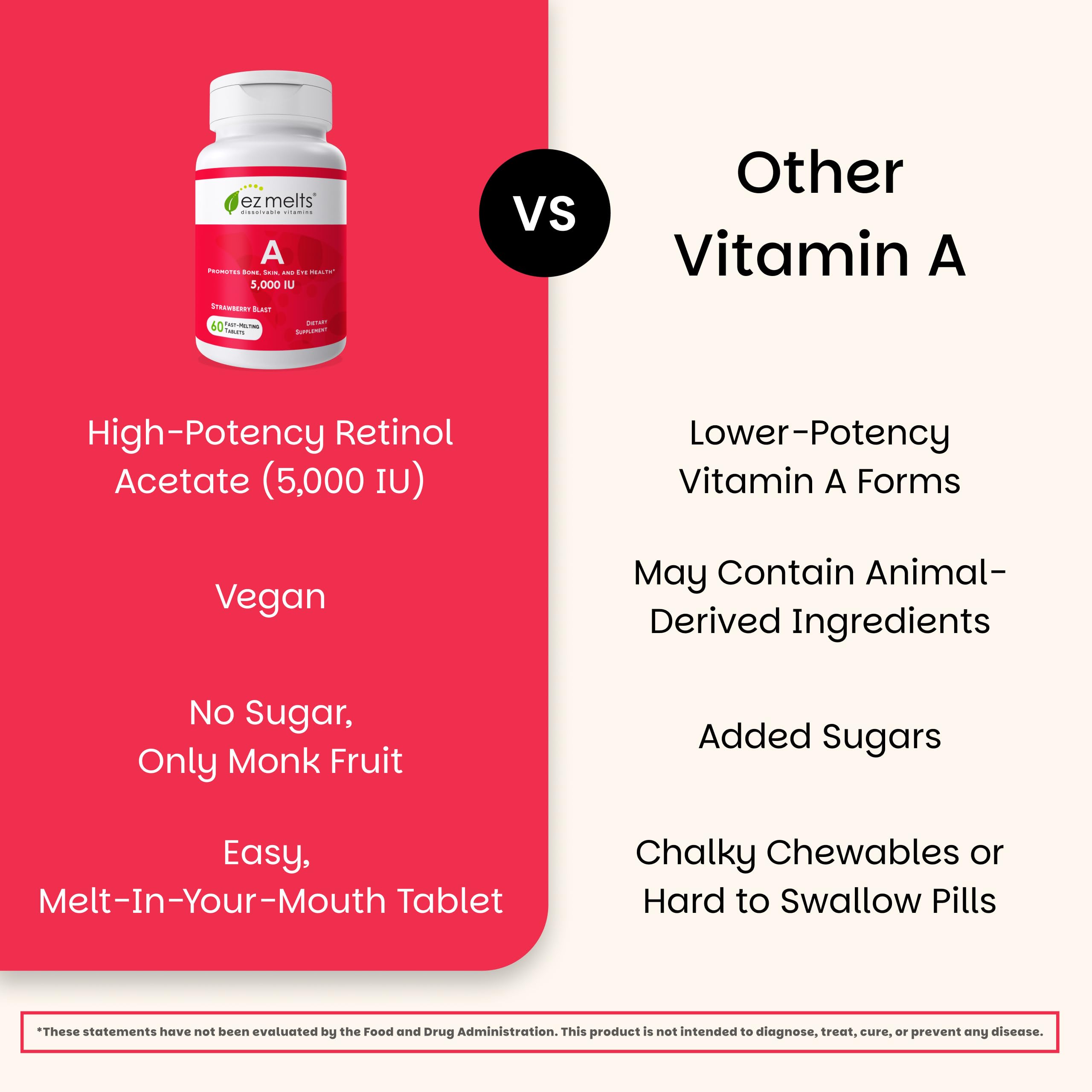 EZ Melts Vitamina A: apoyo para sistema inmune y función respiratoria.