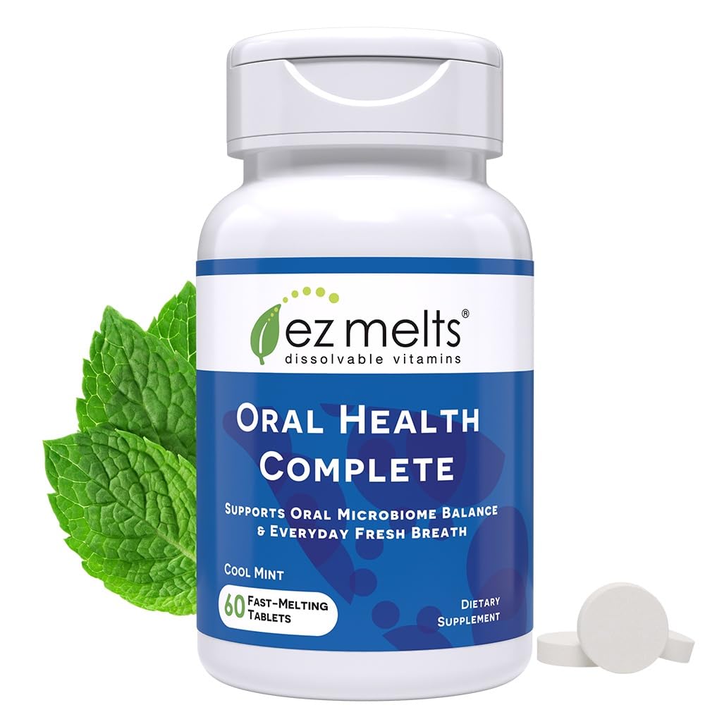 EZ Melts tabletas cuidado oral disolución rápida para higiene bucal diaria.