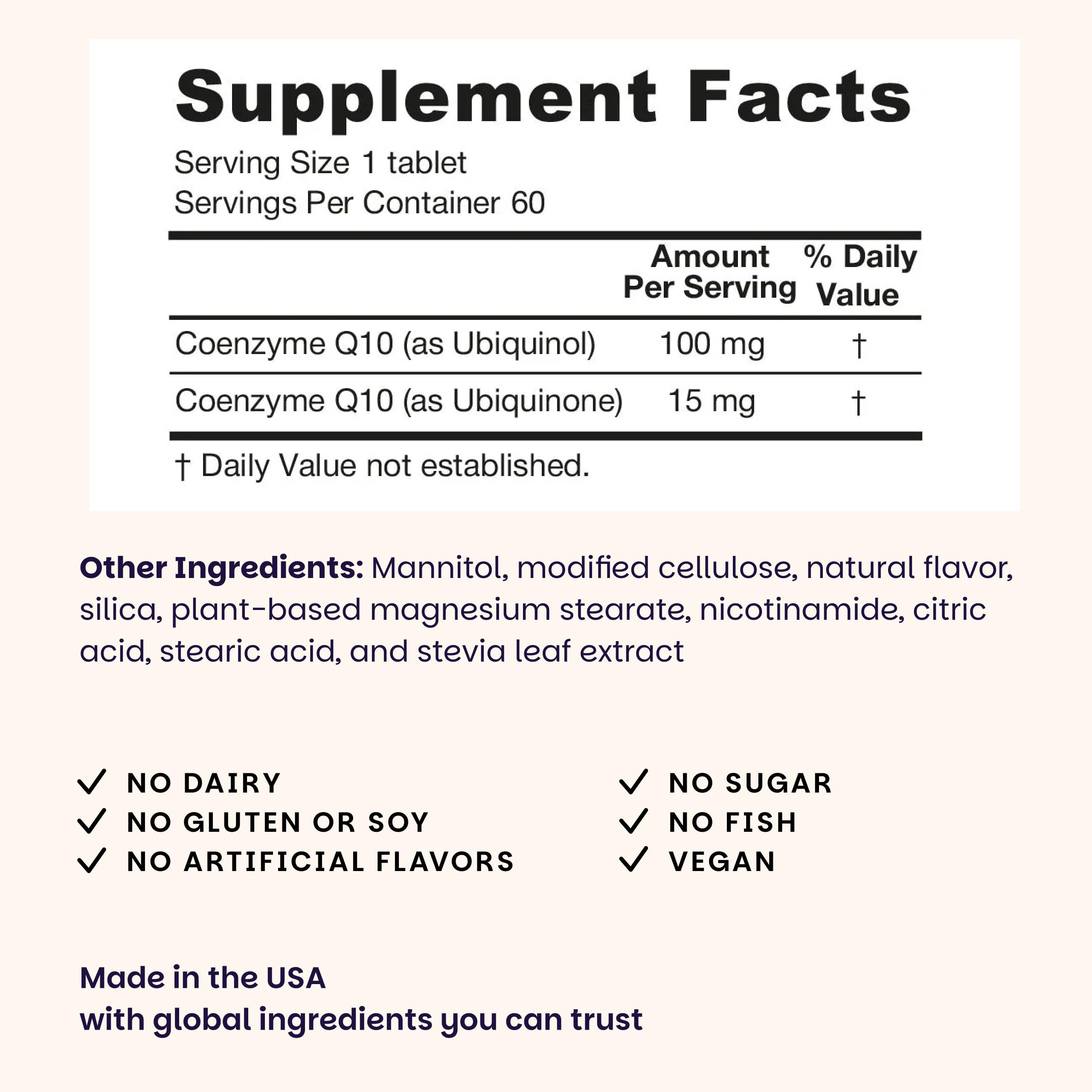 Caja EZ Melts ubiquinol 100 mg, 60 dosis para uso diario