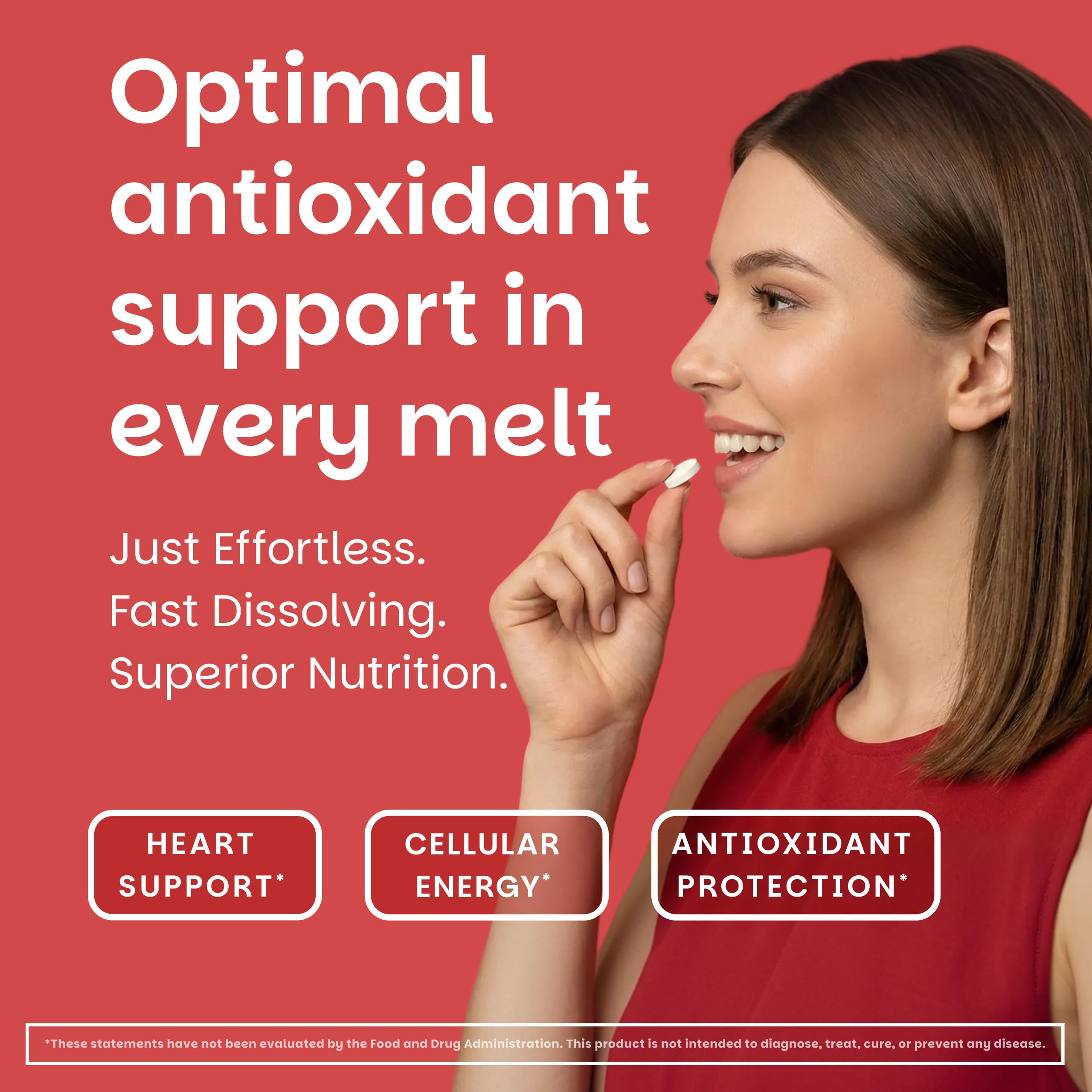 EZ Melts ubiquinol 100 mg, tableta en boca para energia diaria