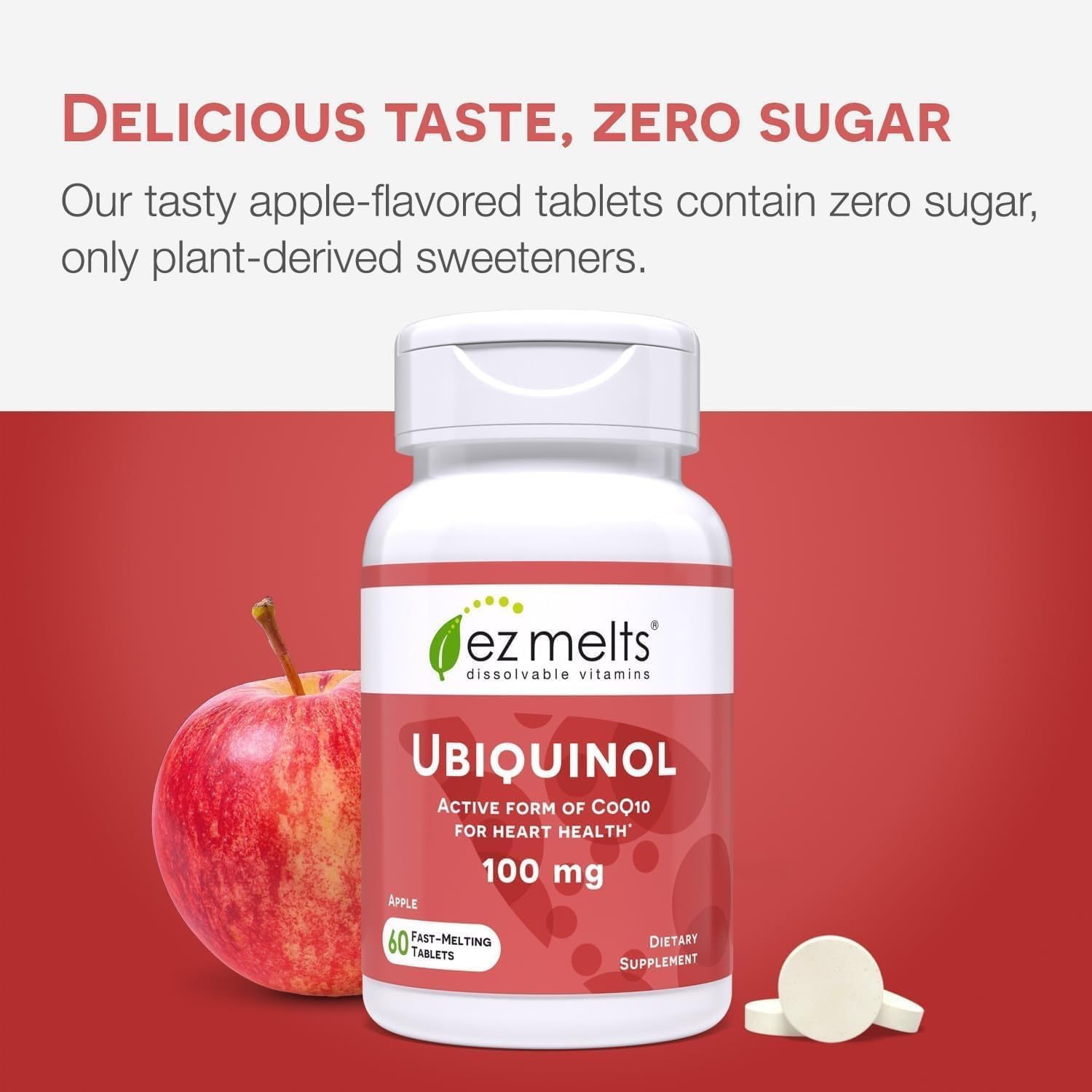 Uso diario sin agua EZ Melts Ubiquinol 100 mg facilita la toma.