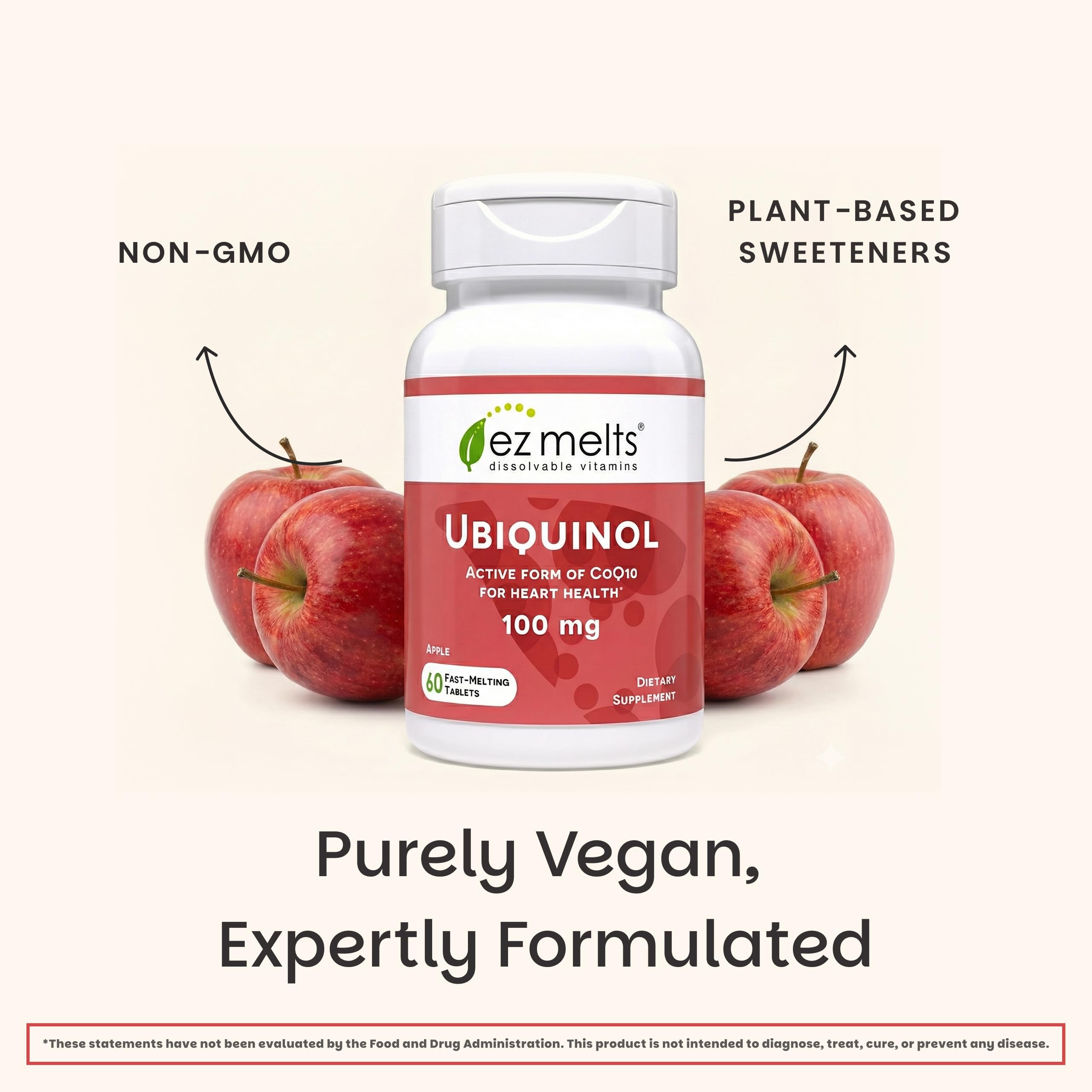 Producto vegano EZ Melts ubiquinol 100 mg para dietas sin animales