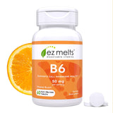 EZ Melts Vitamina B6 tabletas disolubles naranja para energía rápida en cualquier momento
