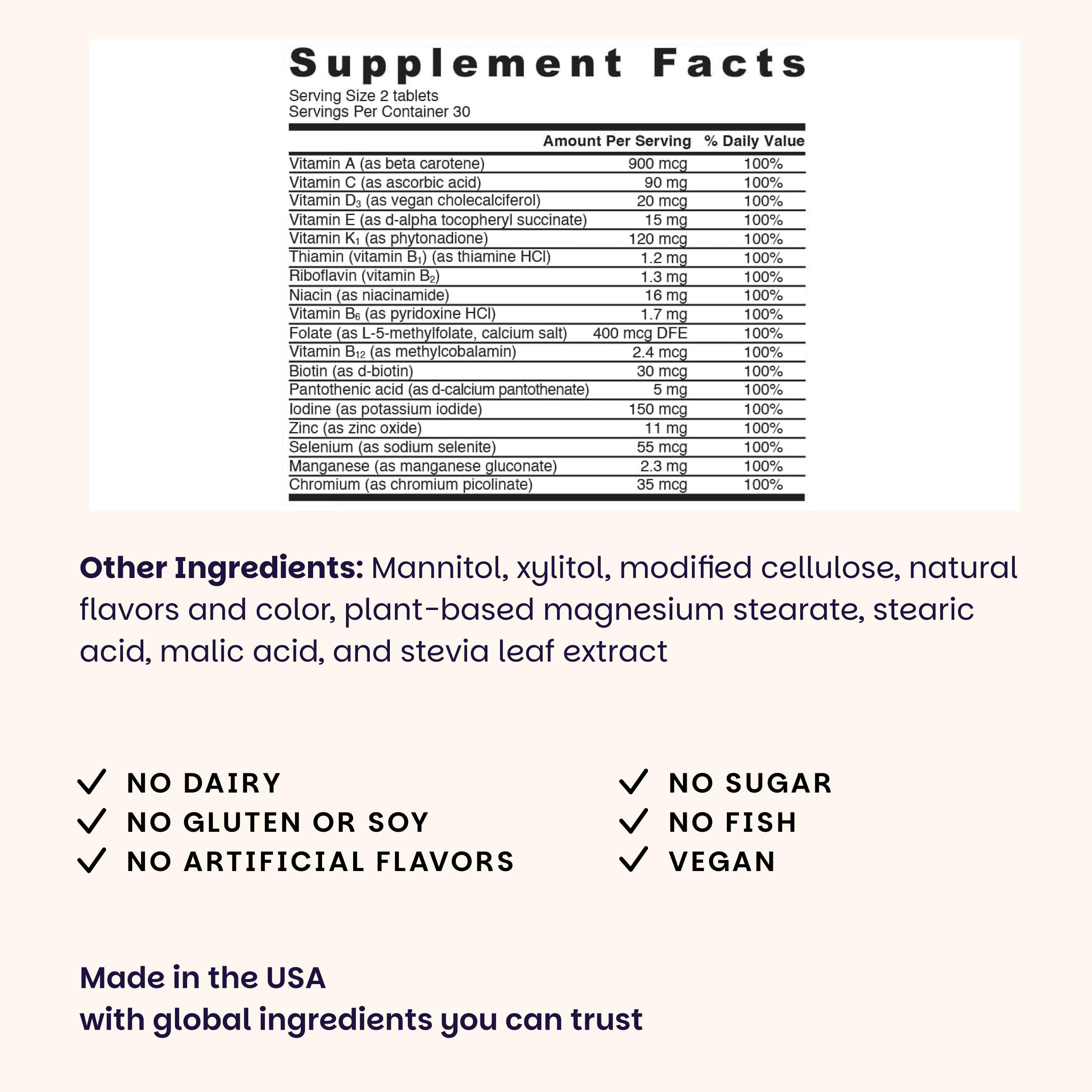 Vitaminas metiladas B1, B12 y folato para mejor absorción.