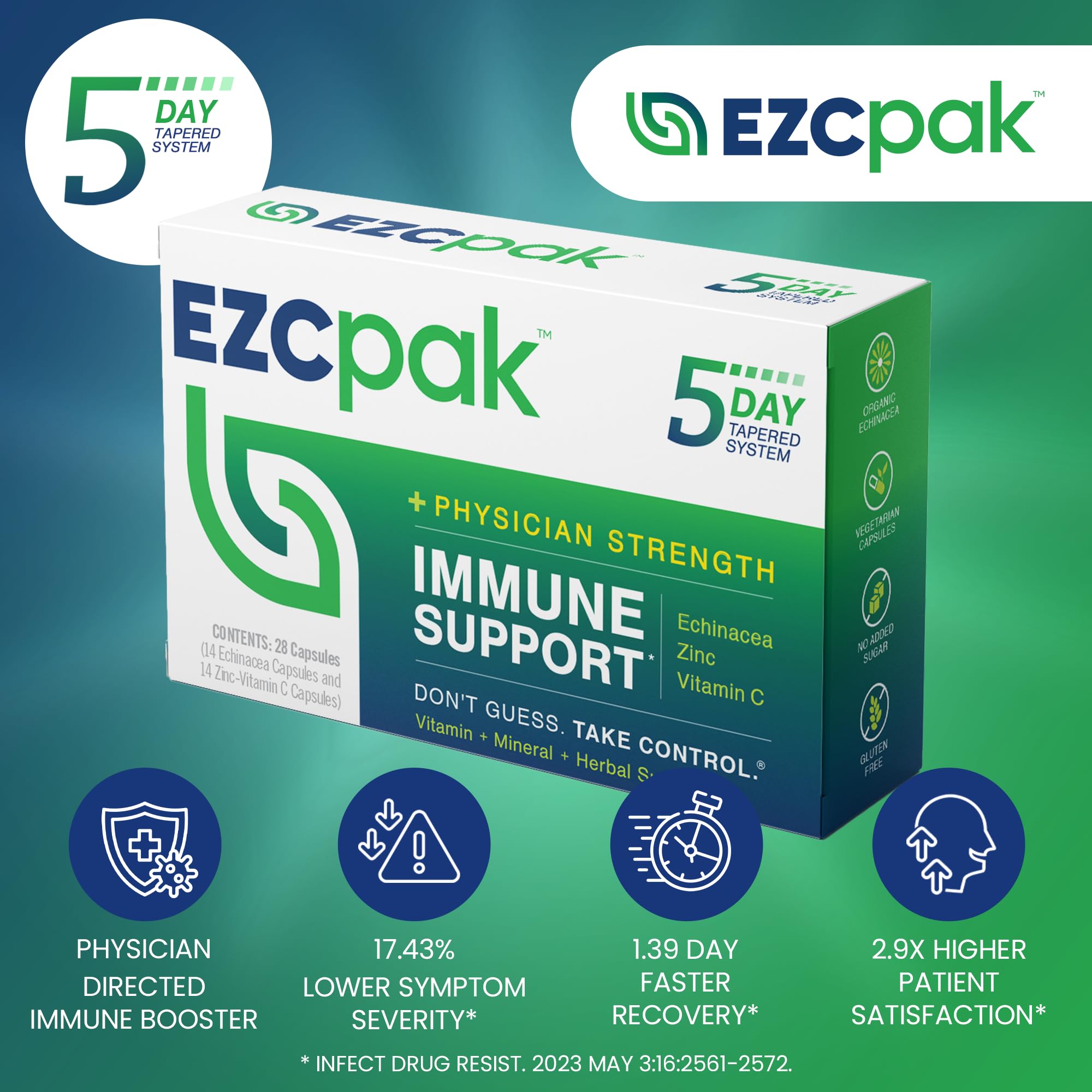 EZC Pak: zinc y vitamina C para fortalecer el sistema inmune.