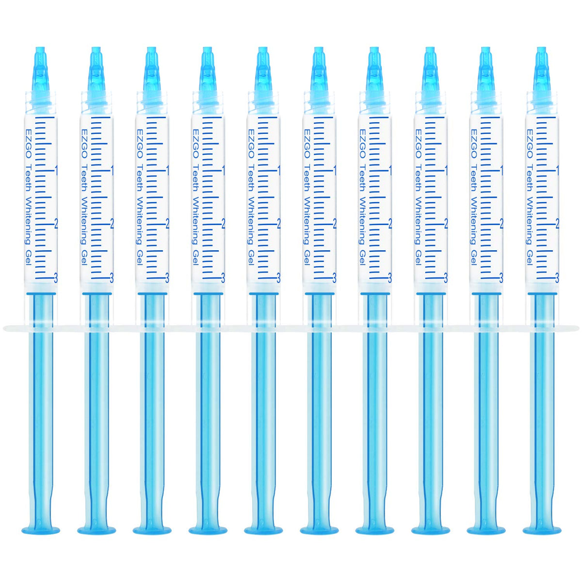 EZGO 10x3ml gel blanqueador para dientes, resultados rápidos para sonrisas más brillantes.
